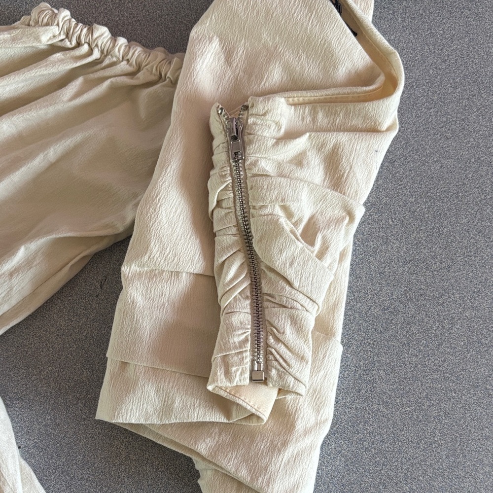 Cream Drawstring Shorts - Picture 4 of 5